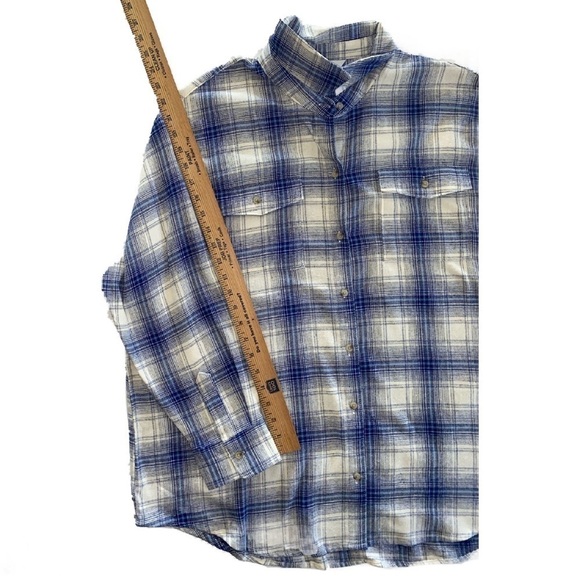 Old Navy Plaid Blue and White Boyfriend Loose Flannel Button Down Size XL - Picture 7 of 8